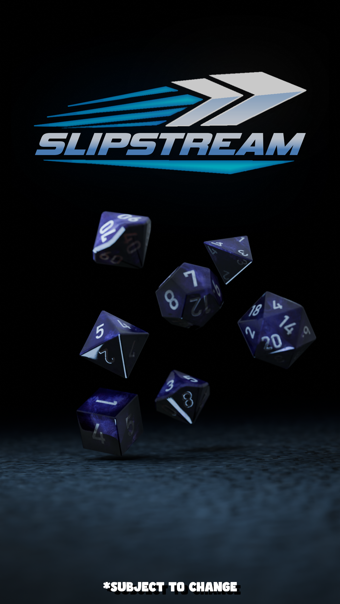 Slipstream promotional render featuring a set of racing dice